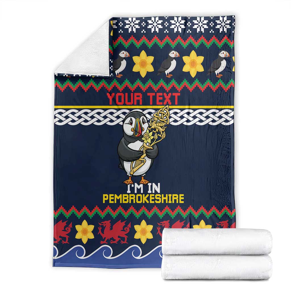 Personalized Pembrokeshire Wales Christmas Blanket The Lovespoon Puffin - Wonder Print Shop