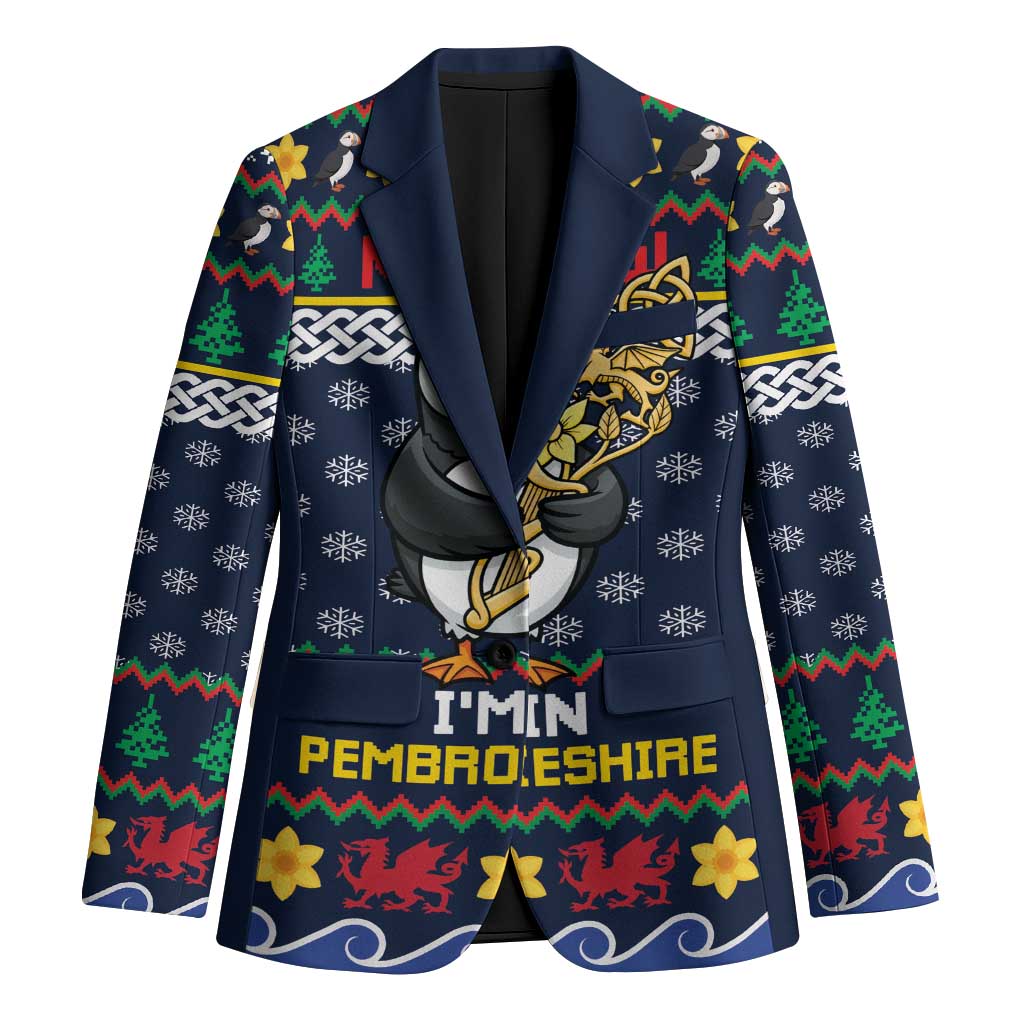 Personalized Pembrokeshire Wales Christmas Blazer The Lovespoon Puffin - Wonder Print Shop