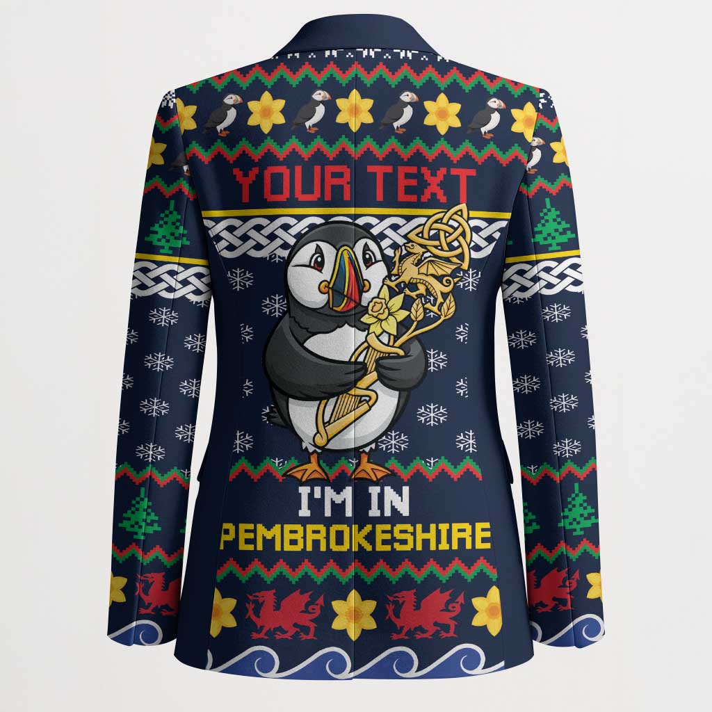 Personalized Pembrokeshire Wales Christmas Blazer The Lovespoon Puffin - Wonder Print Shop