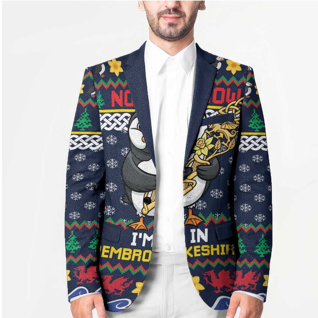 Personalized Pembrokeshire Wales Christmas Blazer The Lovespoon Puffin - Wonder Print Shop