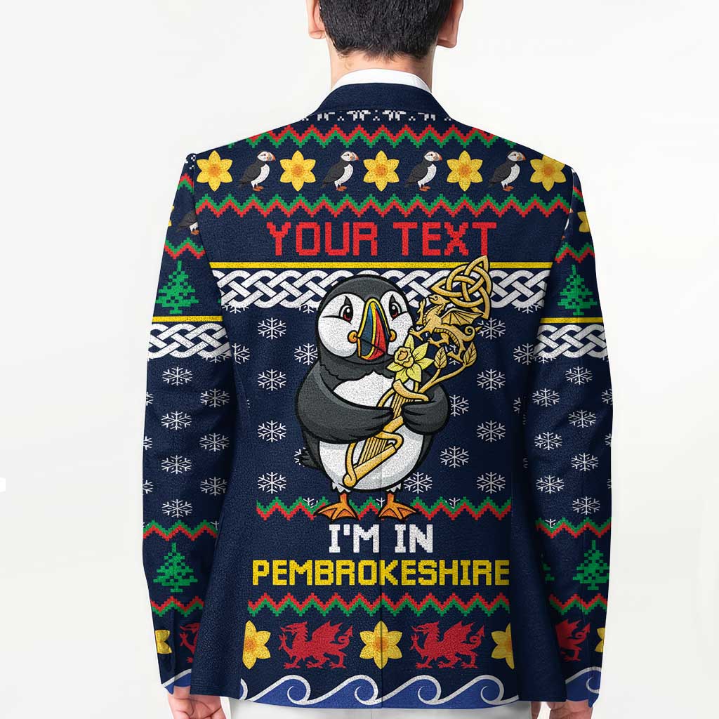 Personalized Pembrokeshire Wales Christmas Blazer The Lovespoon Puffin - Wonder Print Shop