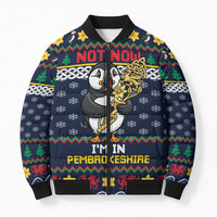 Personalized Pembrokeshire Wales Christmas Bomber Puffer Jacket The Lovespoon Puffin - Wonder Print Shop
