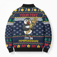 Personalized Pembrokeshire Wales Christmas Bomber Puffer Jacket The Lovespoon Puffin - Wonder Print Shop