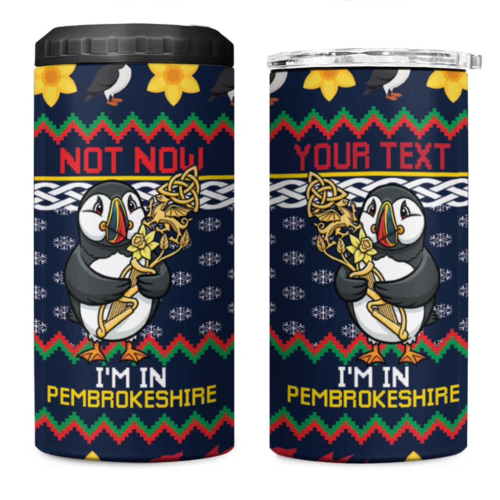 Personalized Pembrokeshire Wales Christmas 4 in 1 Can Cooler Tumbler The Lovespoon Puffin - Wonder Print Shop