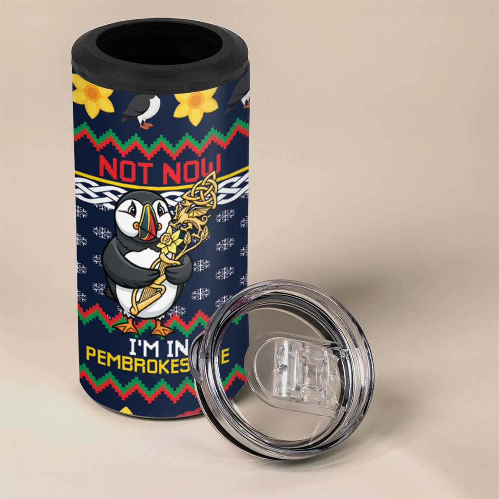 Personalized Pembrokeshire Wales Christmas 4 in 1 Can Cooler Tumbler The Lovespoon Puffin - Wonder Print Shop