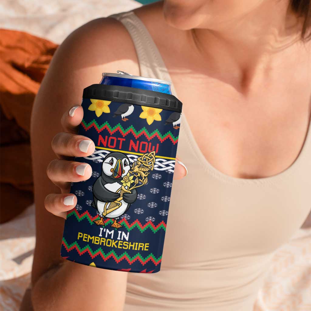 Personalized Pembrokeshire Wales Christmas 4 in 1 Can Cooler Tumbler The Lovespoon Puffin - Wonder Print Shop