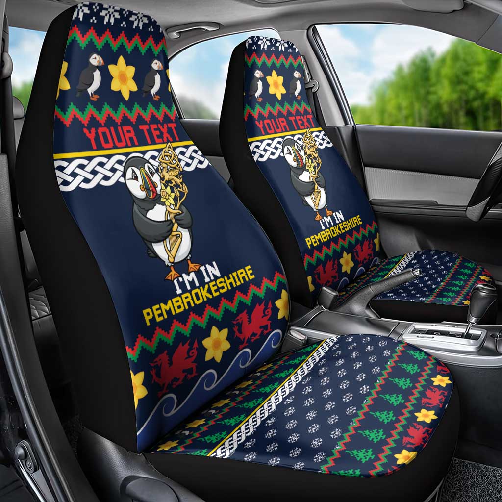 Personalized Pembrokeshire Wales Christmas Car Seat Cover The Lovespoon Puffin - Wonder Print Shop