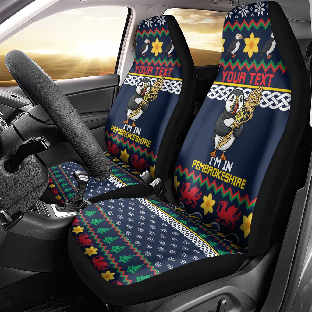 Personalized Pembrokeshire Wales Christmas Car Seat Cover The Lovespoon Puffin - Wonder Print Shop