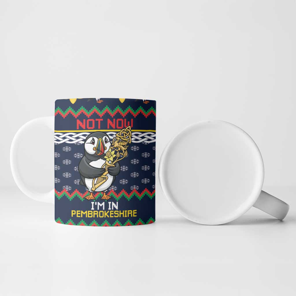 Personalized Pembrokeshire Wales Christmas Ceramic Mug The Lovespoon Puffin - Wonder Print Shop