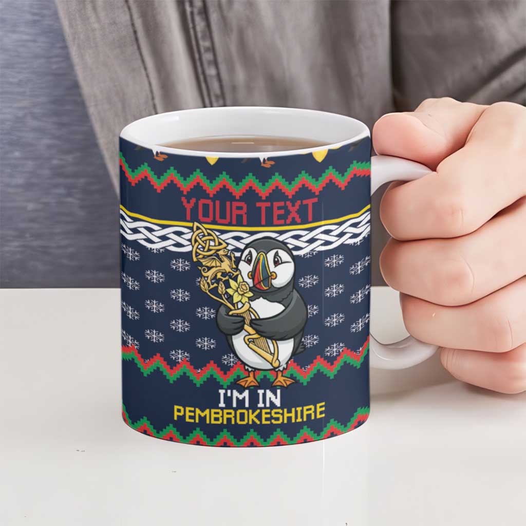 Personalized Pembrokeshire Wales Christmas Ceramic Mug The Lovespoon Puffin - Wonder Print Shop