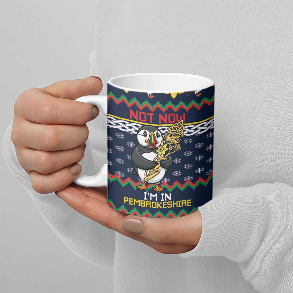 Personalized Pembrokeshire Wales Christmas Ceramic Mug The Lovespoon Puffin - Wonder Print Shop
