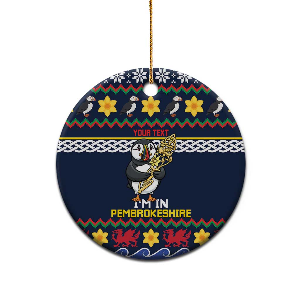 Personalized Pembrokeshire Wales Christmas Ceramic Ornament The Lovespoon Puffin - Wonder Print Shop