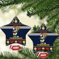 Personalized Pembrokeshire Wales Christmas Ceramic Ornament The Lovespoon Puffin - Wonder Print Shop