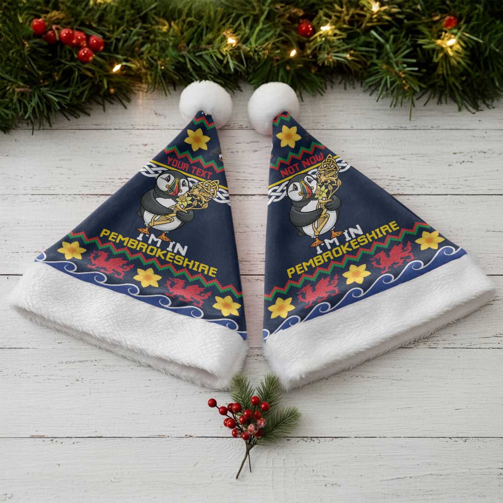 Personalized Pembrokeshire Wales Christmas Santa Hat The Lovespoon Puffin - Wonder Print Shop