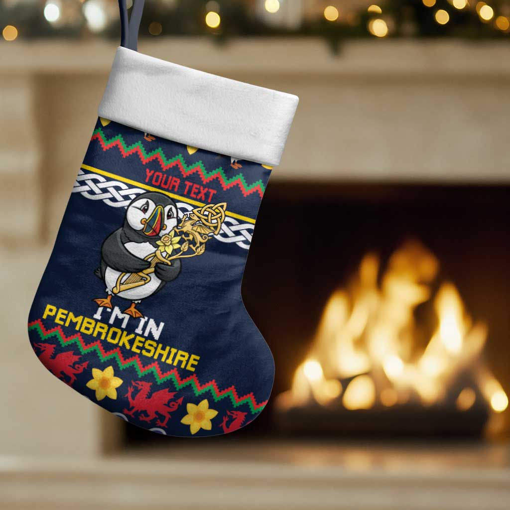 Personalized Pembrokeshire Wales Christmas Stocking The Lovespoon Puffin - Wonder Print Shop