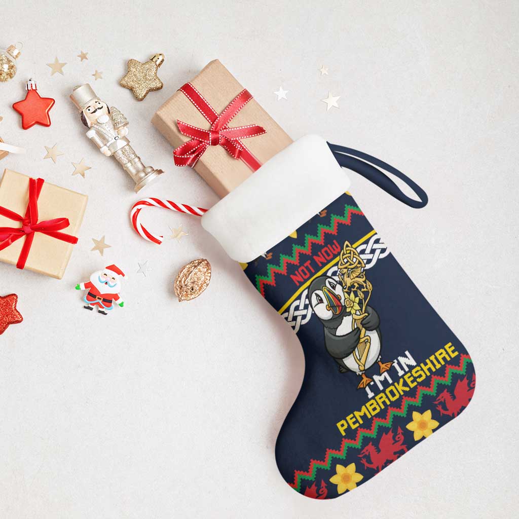 Personalized Pembrokeshire Wales Christmas Stocking The Lovespoon Puffin - Wonder Print Shop