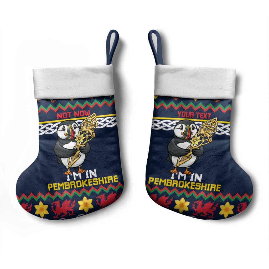 Personalized Pembrokeshire Wales Christmas Stocking The Lovespoon Puffin - Wonder Print Shop