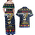 Personalized Pembrokeshire Wales Christmas Couples Matching Off Shoulder Maxi Dress and Hawaiian Shirt The Lovespoon Puffin - Wonder Print Shop