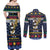 Personalized Pembrokeshire Wales Christmas Couples Matching Off Shoulder Maxi Dress and Long Sleeve Button Shirt The Lovespoon Puffin - Wonder Print Shop