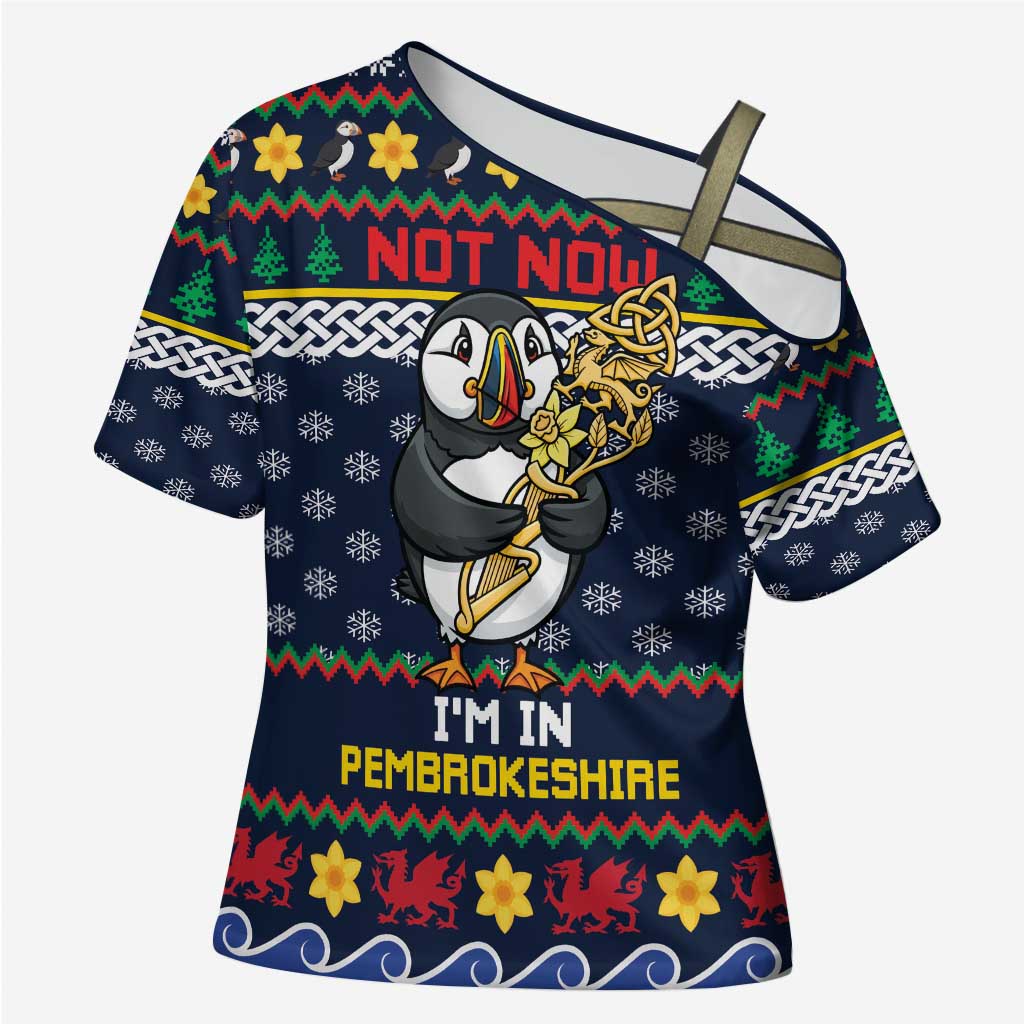 Personalized Pembrokeshire Wales Christmas Cross Shoulder Shirt The Lovespoon Puffin - Wonder Print Shop