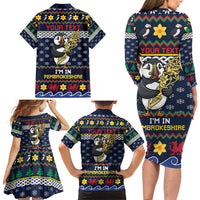 Personalized Pembrokeshire Wales Christmas Family Matching Long Sleeve Bodycon Dress and Hawaiian Shirt The Lovespoon Puffin - Wonder Print Shop