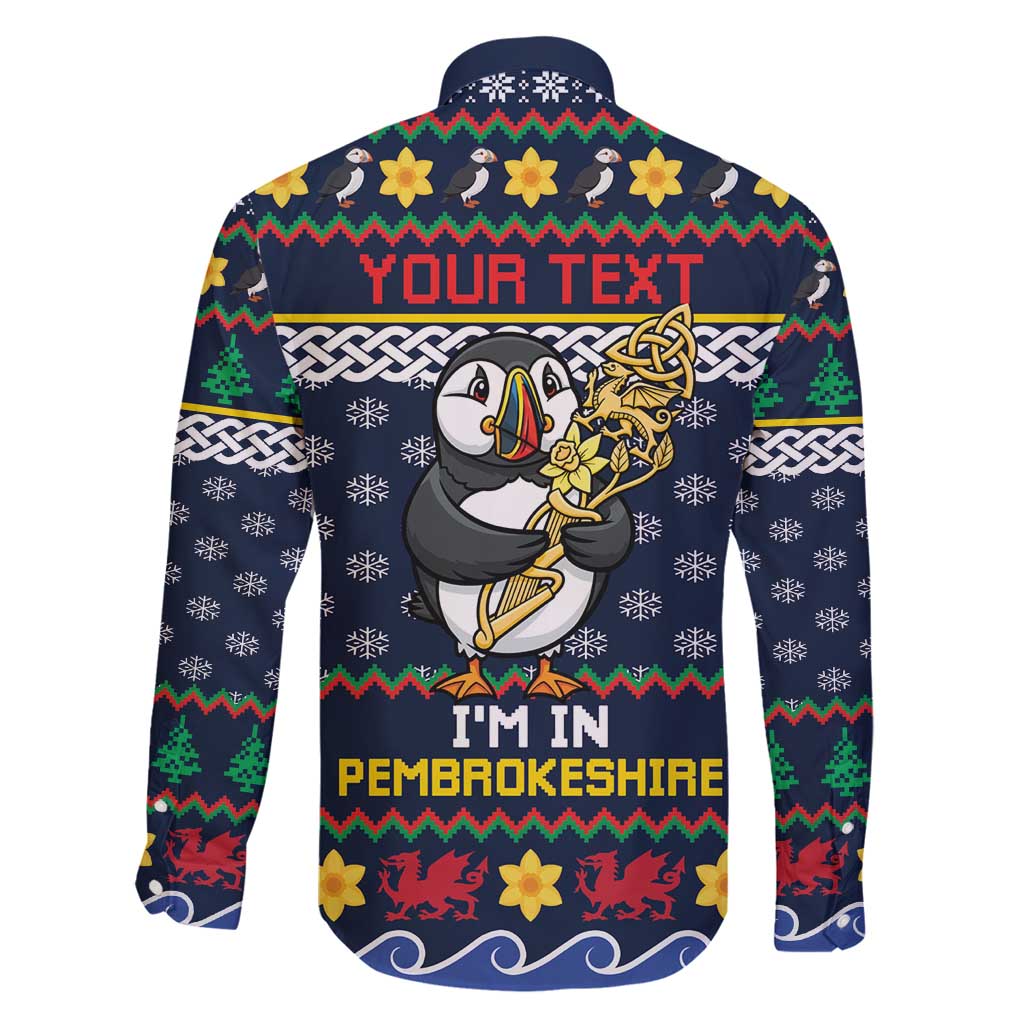 Personalized Pembrokeshire Wales Christmas Family Matching Long Sleeve Bodycon Dress and Hawaiian Shirt The Lovespoon Puffin - Wonder Print Shop
