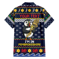Personalized Pembrokeshire Wales Christmas Family Matching Off The Shoulder Long Sleeve Dress and Hawaiian Shirt The Lovespoon Puffin - Wonder Print Shop