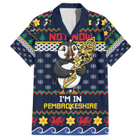 Personalized Pembrokeshire Wales Christmas Family Matching Off Shoulder Maxi Dress and Hawaiian Shirt The Lovespoon Puffin - Wonder Print Shop