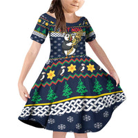 Personalized Pembrokeshire Wales Christmas Family Matching Off Shoulder Short Dress and Hawaiian Shirt The Lovespoon Puffin - Wonder Print Shop