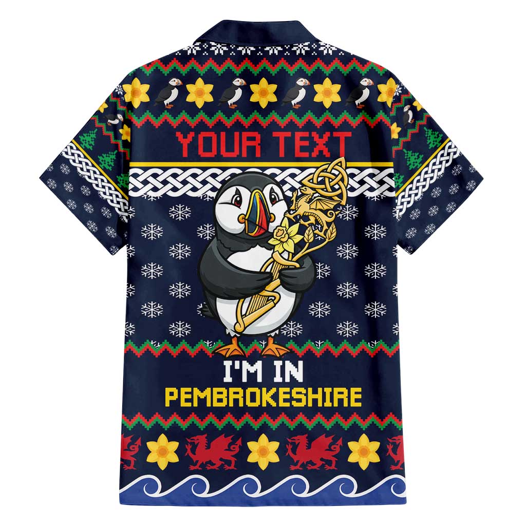 Personalized Pembrokeshire Wales Christmas Family Matching Off Shoulder Short Dress and Hawaiian Shirt The Lovespoon Puffin - Wonder Print Shop