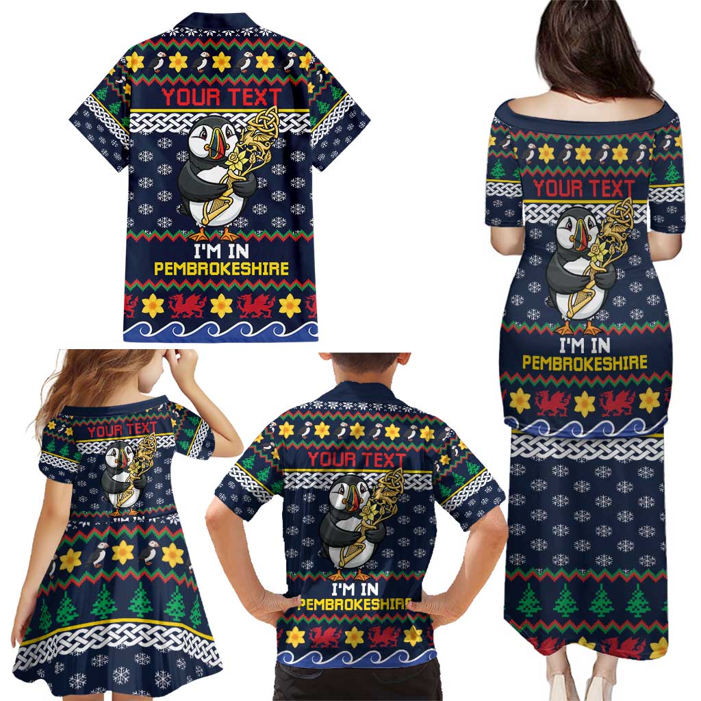 Personalized Pembrokeshire Wales Christmas Family Matching Puletasi and Hawaiian Shirt The Lovespoon Puffin - Wonder Print Shop