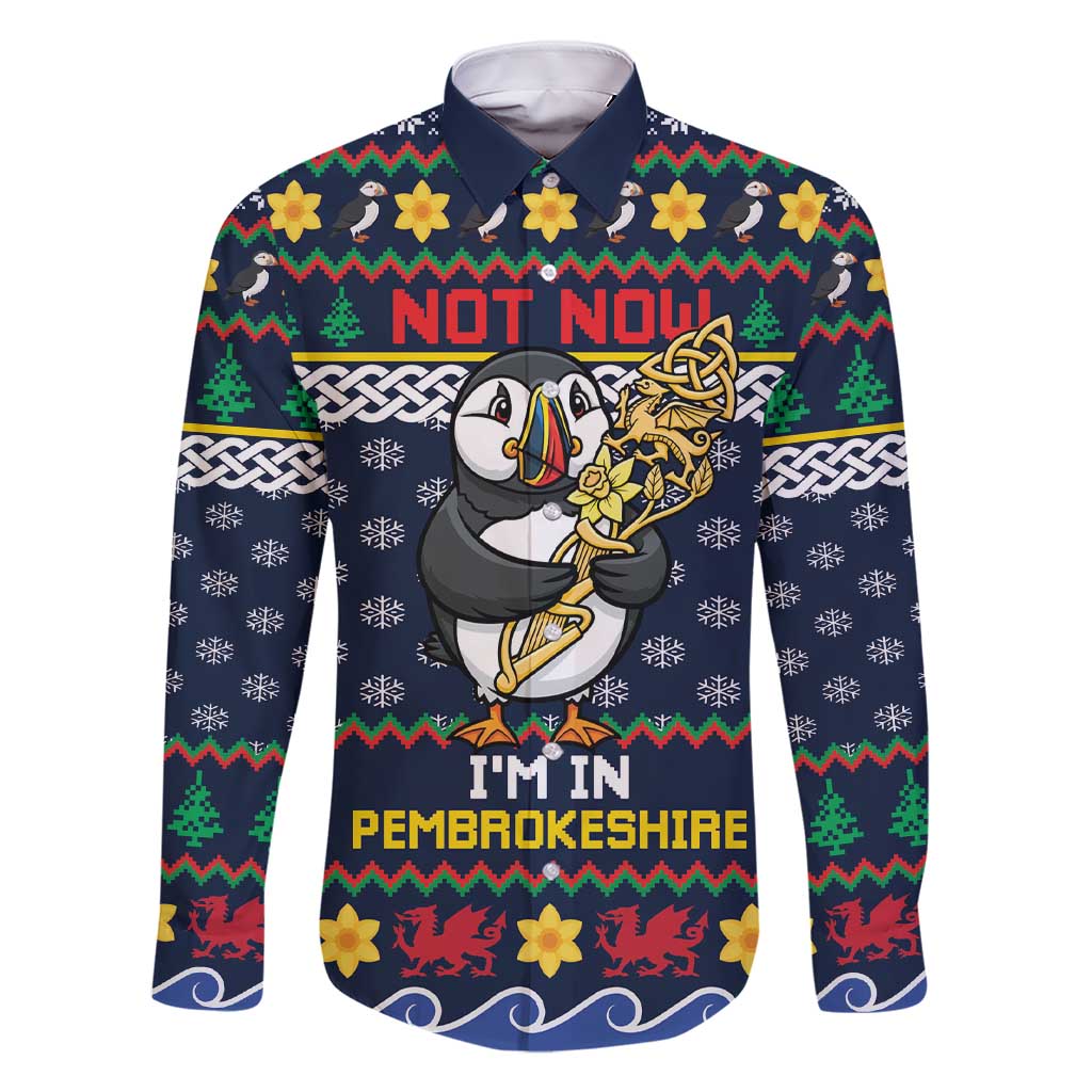 Personalized Pembrokeshire Wales Christmas Family Matching Short Sleeve Bodycon Dress and Hawaiian Shirt The Lovespoon Puffin - Wonder Print Shop