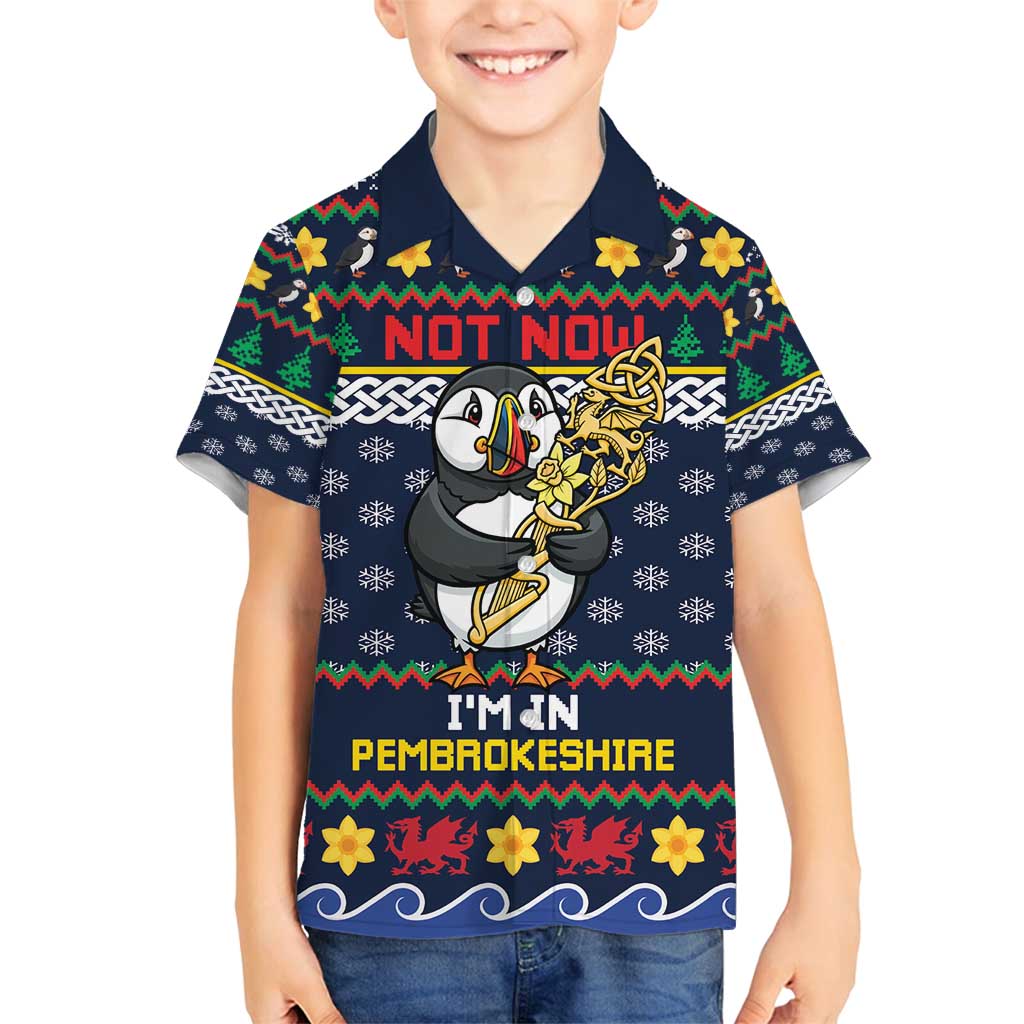 Personalized Pembrokeshire Wales Christmas Family Matching Summer Maxi Dress and Hawaiian Shirt The Lovespoon Puffin - Wonder Print Shop