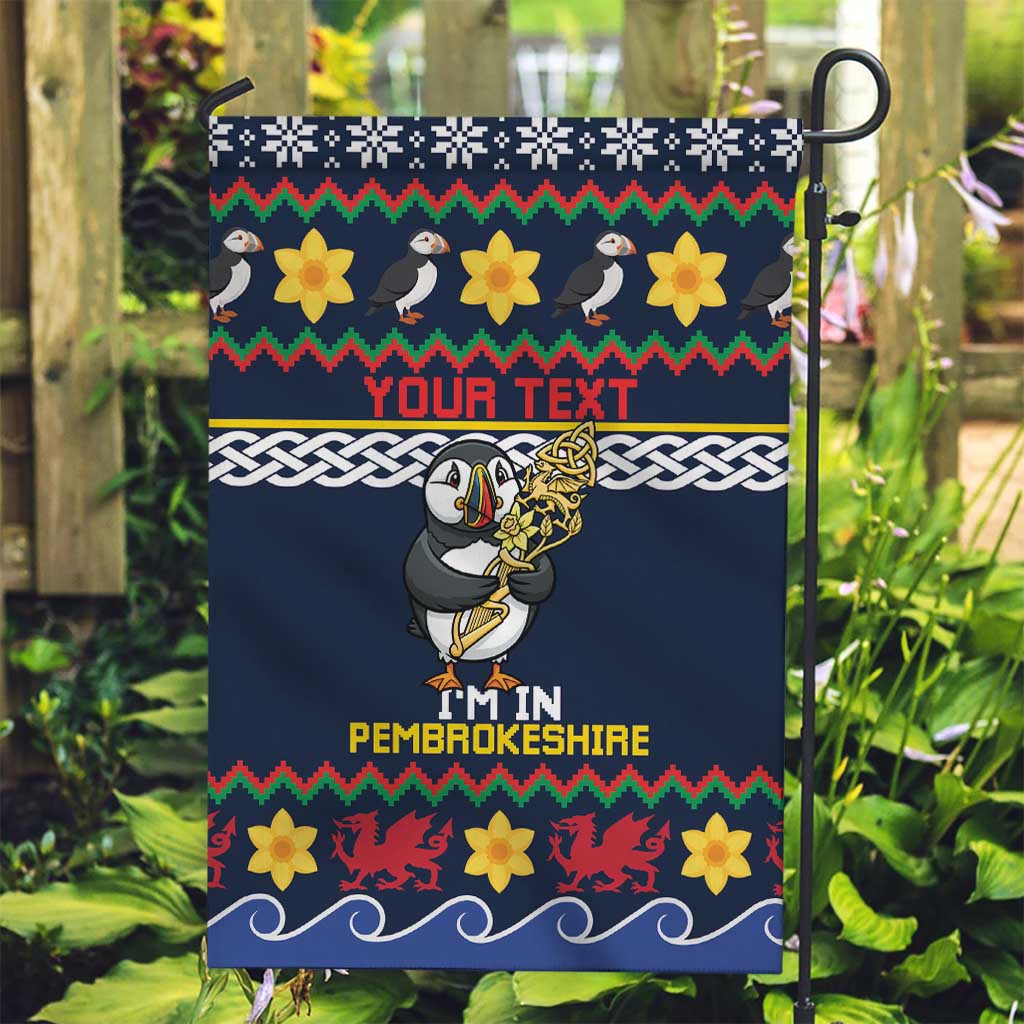 Personalized Pembrokeshire Wales Christmas Garden Flag The Lovespoon Puffin - Wonder Print Shop