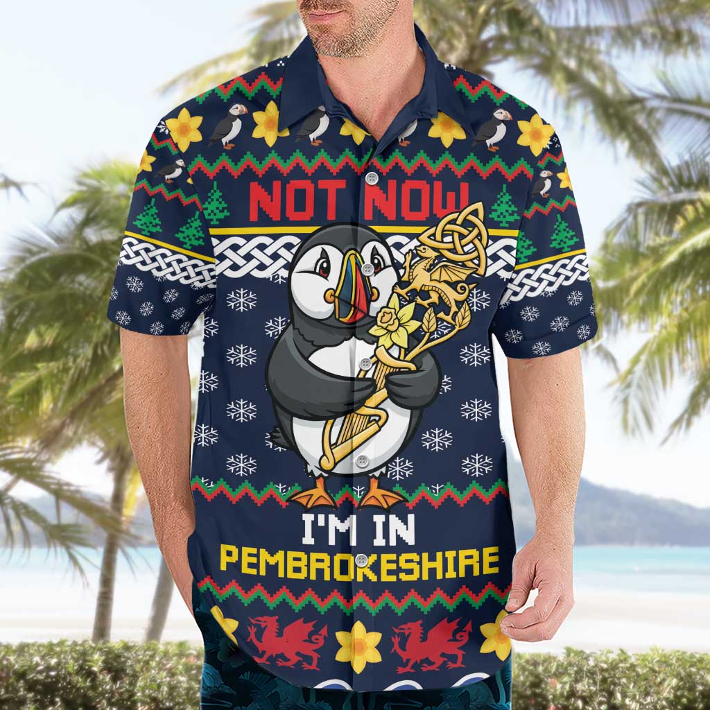 Personalized Pembrokeshire Wales Christmas Hawaiian Shirt The Lovespoon Puffin - Wonder Print Shop