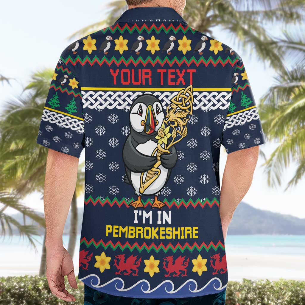 Personalized Pembrokeshire Wales Christmas Hawaiian Shirt The Lovespoon Puffin - Wonder Print Shop