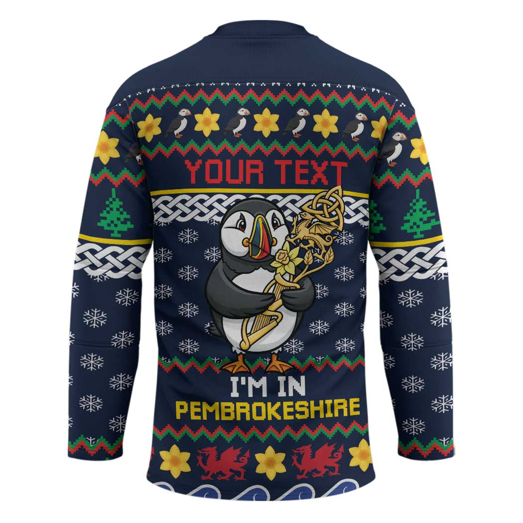 Personalized Pembrokeshire Wales Christmas Hockey Jersey The Lovespoon Puffin - Wonder Print Shop