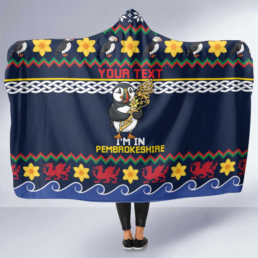 Personalized Pembrokeshire Wales Christmas Hooded Blanket The Lovespoon Puffin - Wonder Print Shop