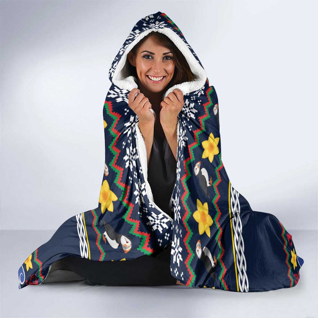Personalized Pembrokeshire Wales Christmas Hooded Blanket The Lovespoon Puffin - Wonder Print Shop