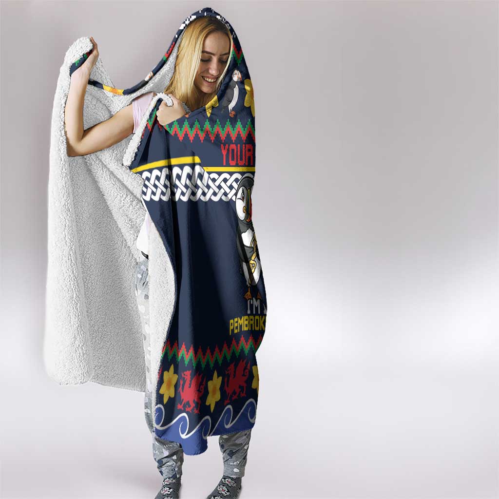 Personalized Pembrokeshire Wales Christmas Hooded Blanket The Lovespoon Puffin - Wonder Print Shop