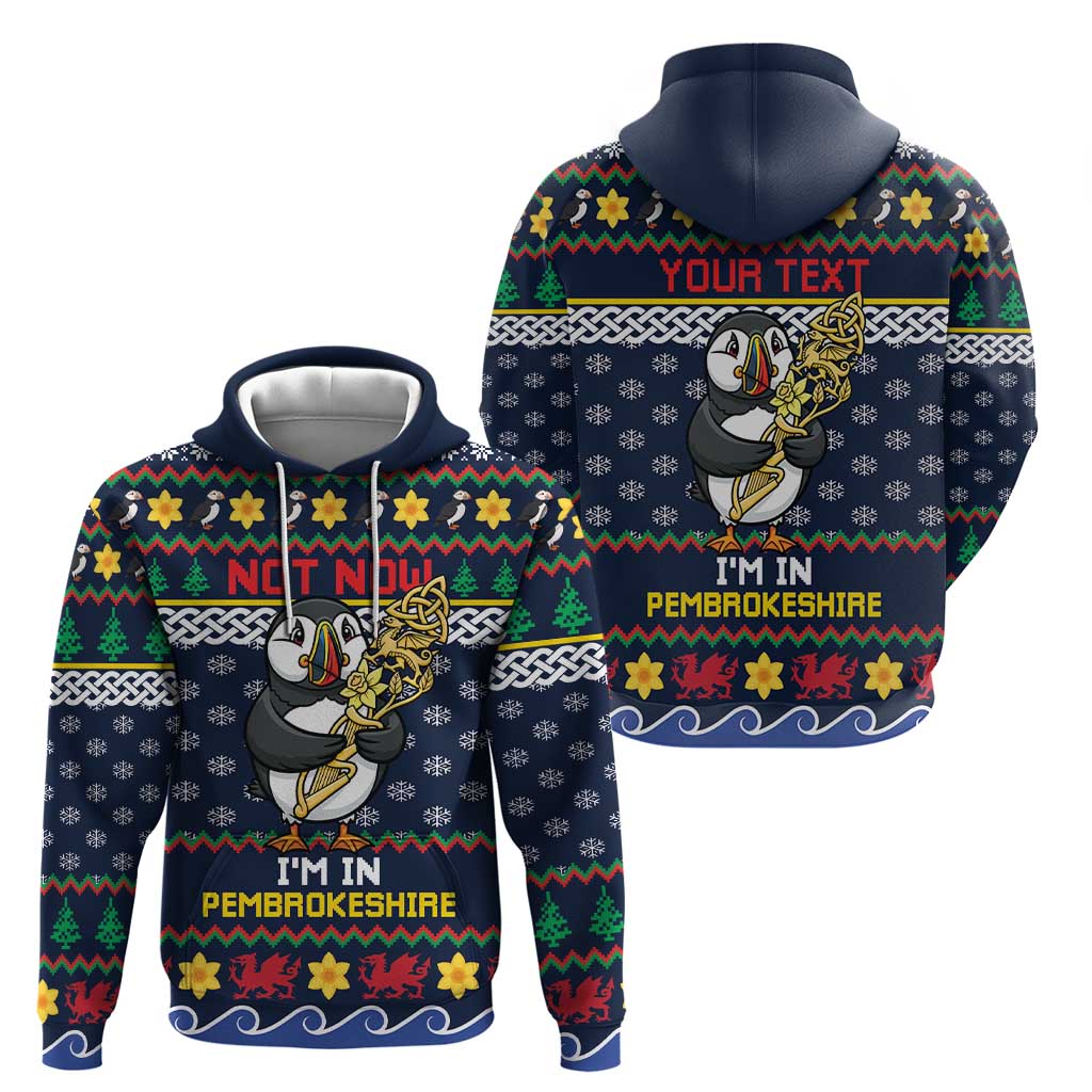 Personalized Pembrokeshire Wales Christmas Hoodie The Lovespoon Puffin - Wonder Print Shop