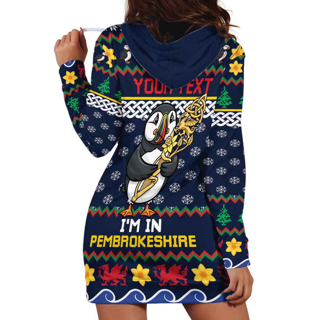 Personalized Pembrokeshire Wales Christmas Hoodie Dress The Lovespoon Puffin - Wonder Print Shop