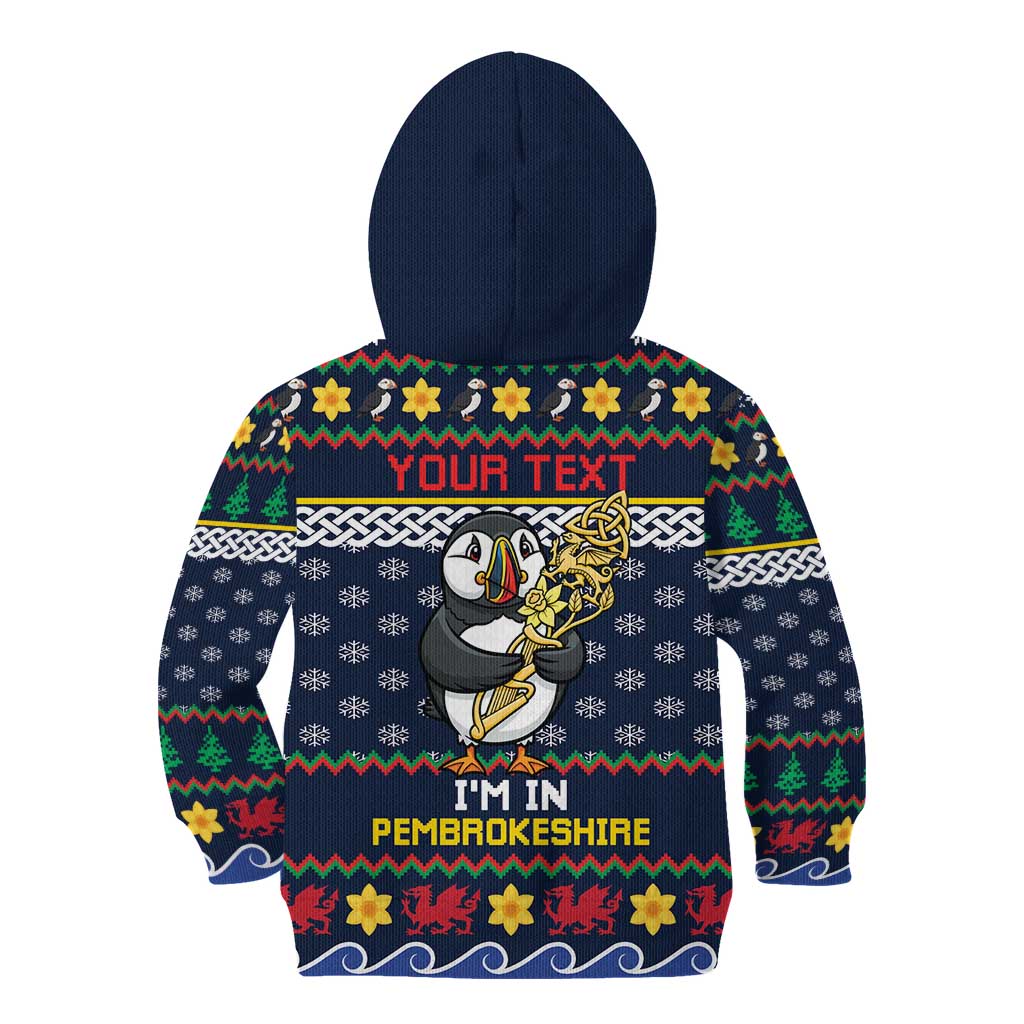 Personalized Pembrokeshire Wales Christmas Kid Hoodie The Lovespoon Puffin - Wonder Print Shop