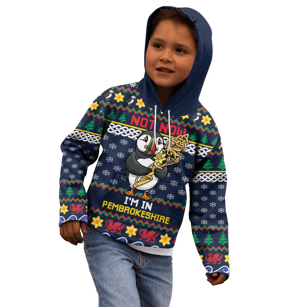 Personalized Pembrokeshire Wales Christmas Kid Hoodie The Lovespoon Puffin - Wonder Print Shop