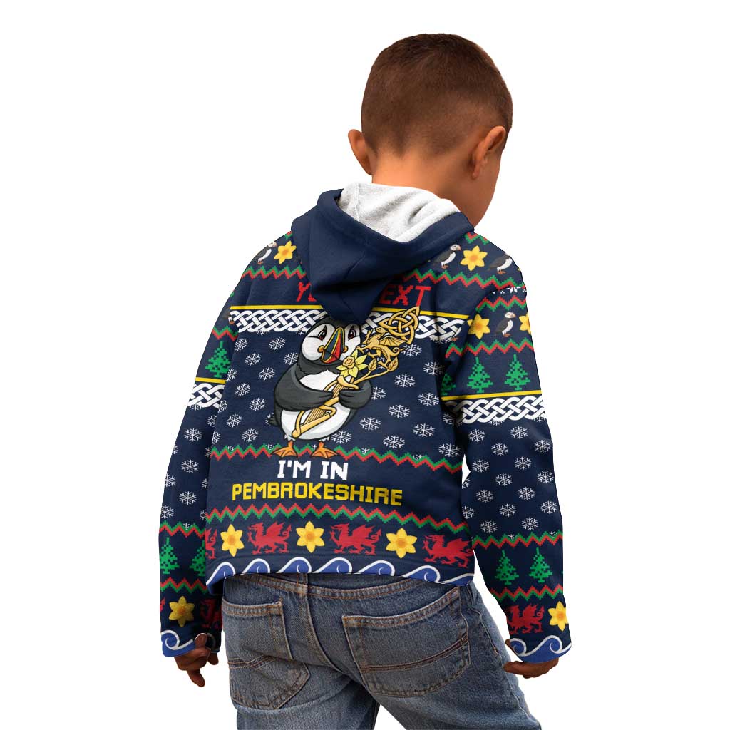 Personalized Pembrokeshire Wales Christmas Kid Hoodie The Lovespoon Puffin - Wonder Print Shop