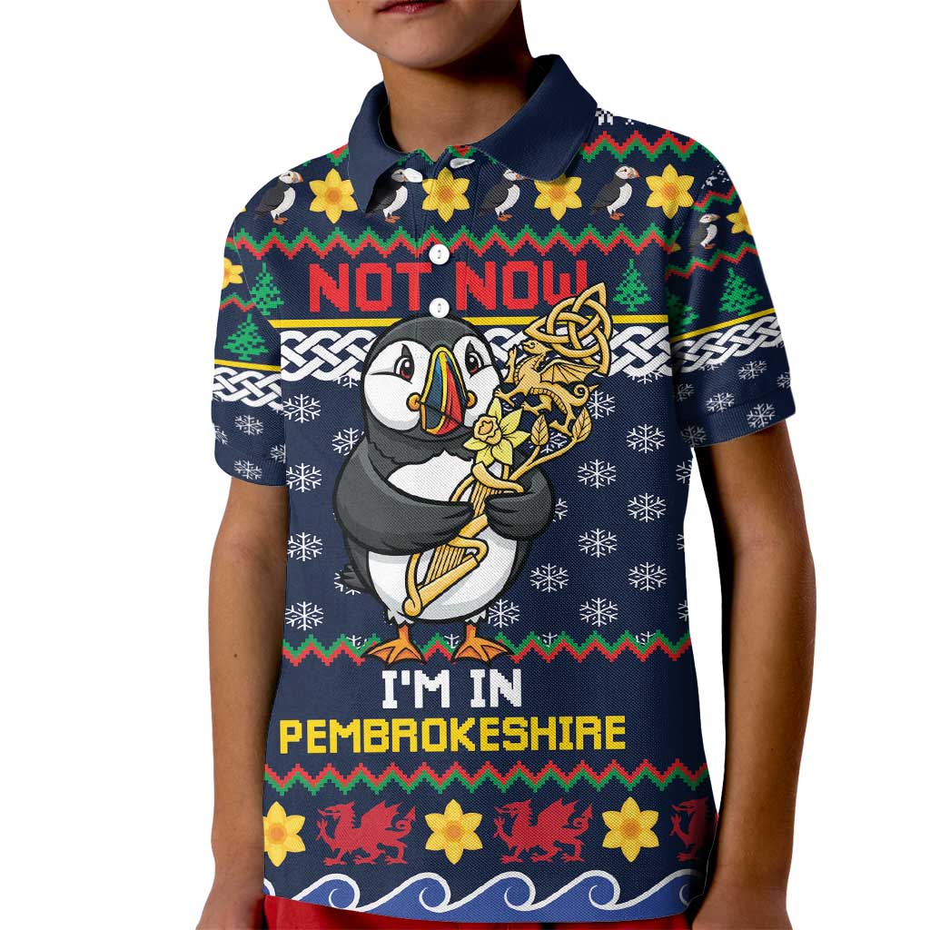 Personalized Pembrokeshire Wales Christmas Kid Polo Shirt The Lovespoon Puffin - Wonder Print Shop