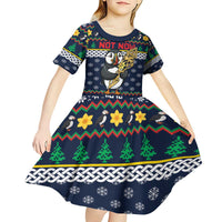 Personalized Pembrokeshire Wales Christmas Kid Short Sleeve Dress The Lovespoon Puffin - Wonder Print Shop