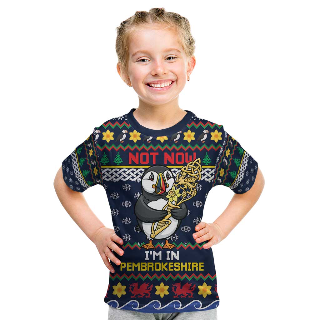 Personalized Pembrokeshire Wales Christmas Kid T Shirt The Lovespoon Puffin - Wonder Print Shop