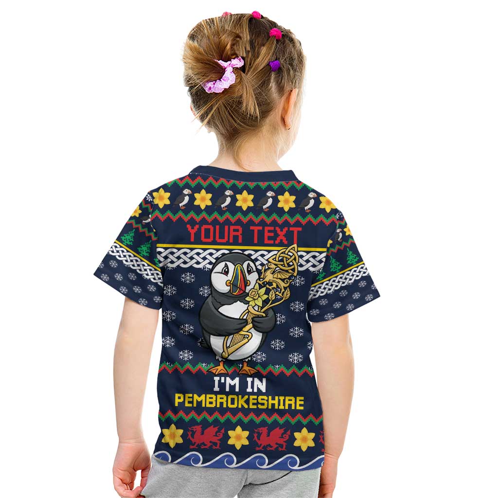 Personalized Pembrokeshire Wales Christmas Kid T Shirt The Lovespoon Puffin - Wonder Print Shop