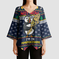 Personalized Pembrokeshire Wales Christmas Kimono Sleeve Blouse The Lovespoon Puffin - Wonder Print Shop